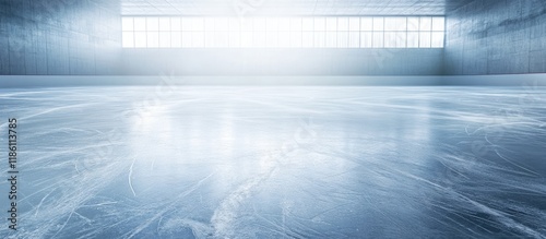 Obraz na płótnie Vacant ice rink featuring skate marks sports. with copy space image. Place for adding text or design w salonie