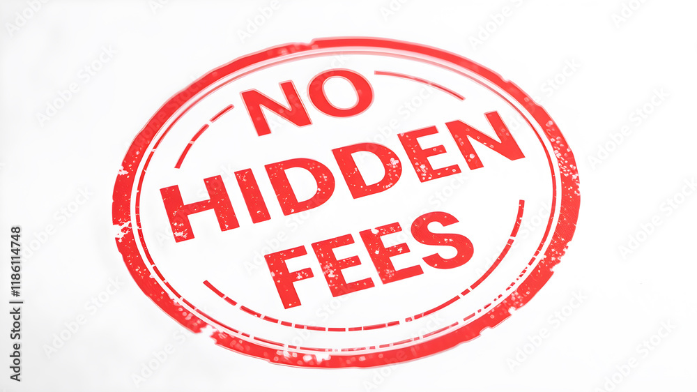 No Hidden Fees stamp red rubber stamp on white background. Generative AI No Hidden Fees stamp red rubber stamp on white background. Generative AI