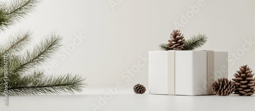 Mockup white gift box on a ...