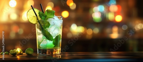 Mojito cocktail with a blur...
