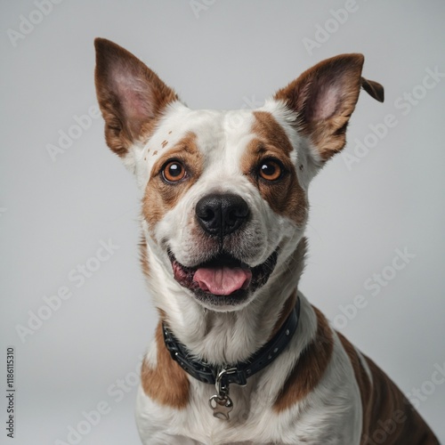 A cartoon-style dog with exaggerated features on a white backdrop.