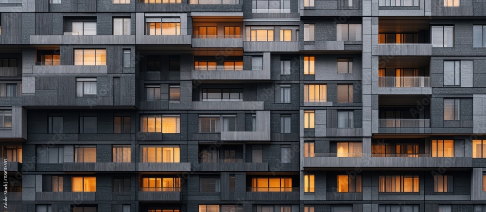 Modern geometric design of apartment building exteriors Architectural features of luxury homes and residential complexes Section of a contemporary condominium New high rise skyscrapers in the busin Modern geometric design of apartment building exteriors Architectural features of luxury homes and residential complexes Section of a contemporary condominium New high rise skyscrapers in the busin
