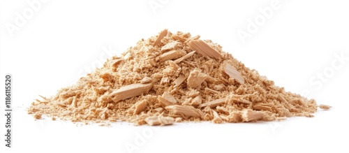 Wood sawdust on a white bac...