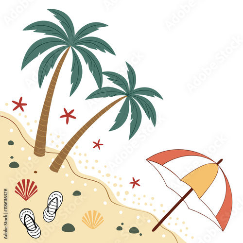 Summer tropical beach elements collection