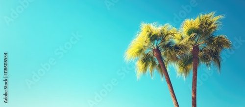 Palm trees against the blue...