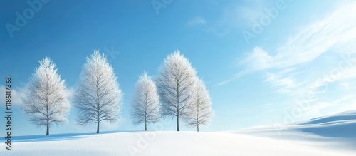 Larch trees in a snowy fiel...