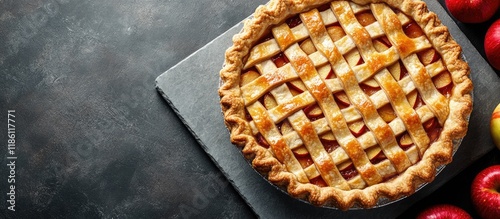 Homemade apple pie on a sto...