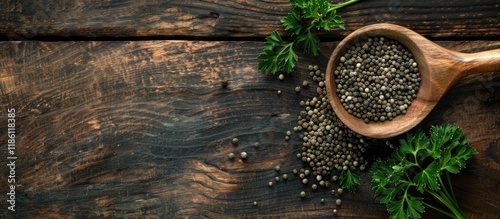 Parsley seeds in a wooden l...