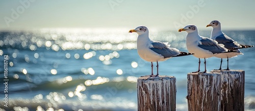Gulls are on wooden stilts ...