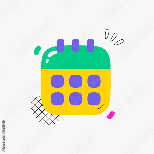 Colorful Calendar Icon In Flat Vector Illustration Symbolizing Time Management, Scheduling, And Organization, Isolated On White Background