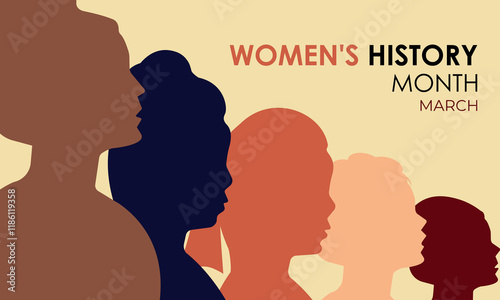 Women's History month is observed every year in March banner design and background design template. The event brings together women of all ages, nationalities, and religions. eps 10.