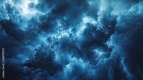 Abstract Blue and White Swirling Cloudscape photo