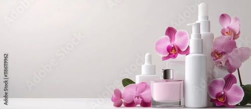 Pink orchid and several gla...