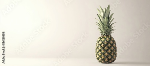 green pineapple on a white ...