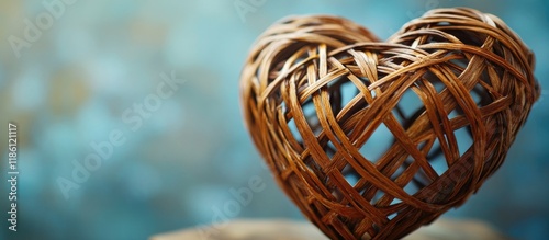 Wooden wicker heart Rattan ...