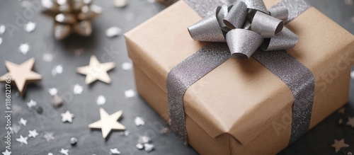Gift box wrapped in kraft p...