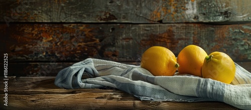 Three juicy lemons on a clo...