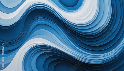 Composition abstraite de lignes organiques bleues fluides et dynamiques. Fond d'écran.