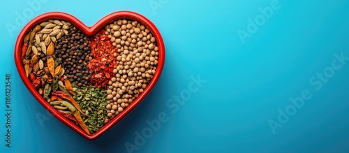 Oriental spices arranged in...