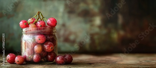 Red gooseberries in a glass...
