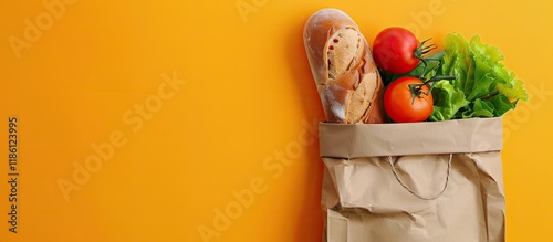 Lunch bag and food on a col...