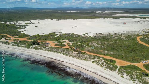 Stunning drone perspective of Sandy Cape Reserve in Jurien Bay, showcasing untouched coastal beauty photo