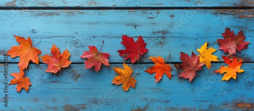 Vibrant autumn leaves on wo...