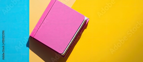 notebook on a colored backd...