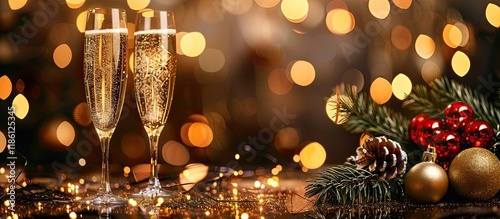 Champagne glasses adorned w...