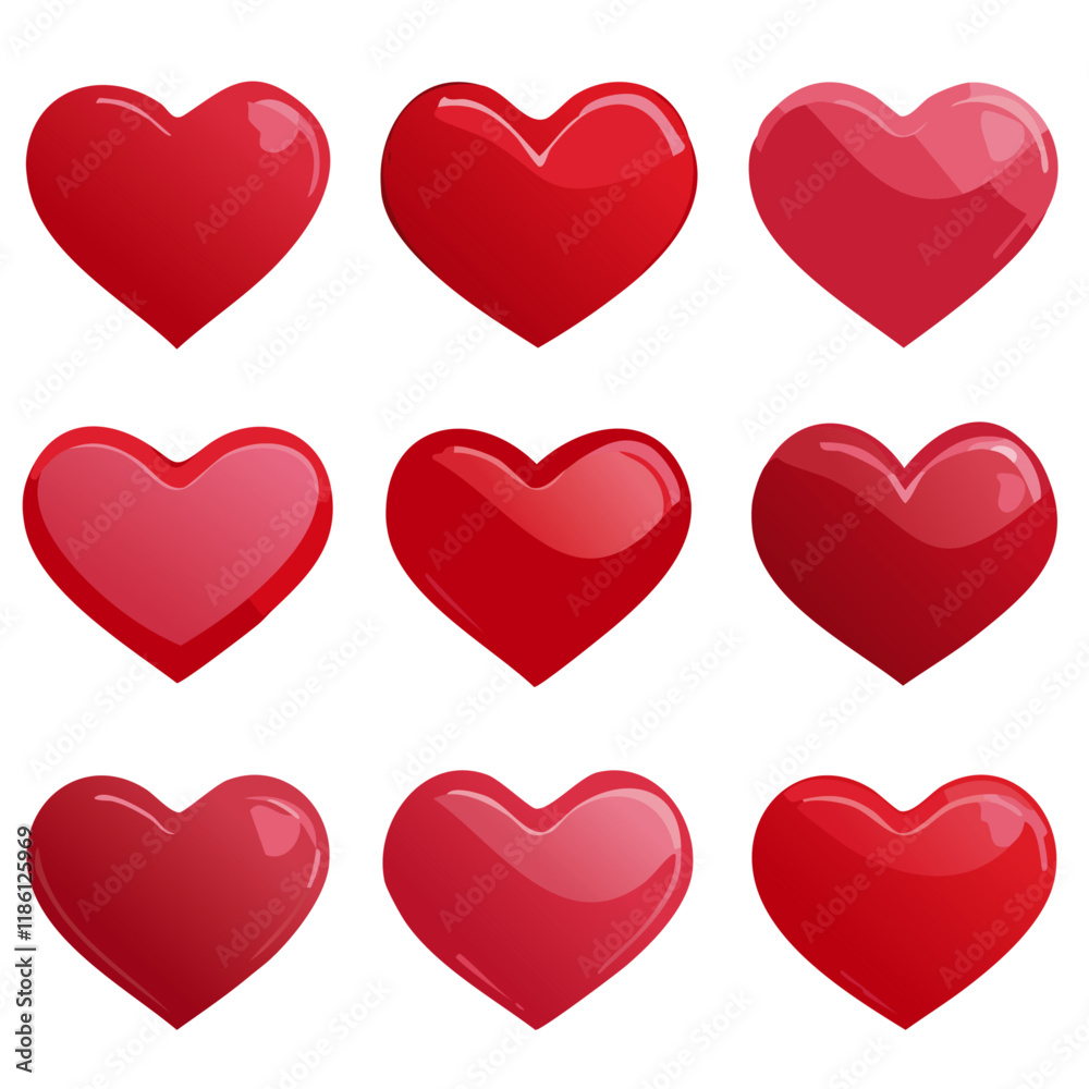 many 3d red hearts isolated vector art design symbol icon many 3d red hearts isolated vector art design symbol icon