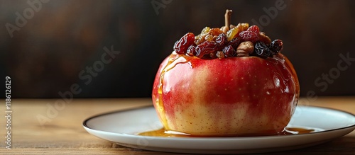 Baked apple filled with rai...