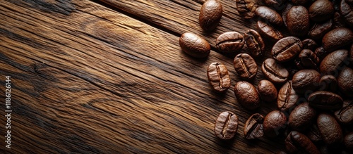Fresh coffee beans on a woo...