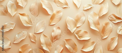 Beige paper leaves backgrou...