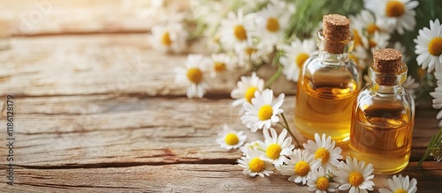 Bottles of chamomile essent...