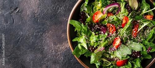 Fresh salad with sesame on ...
