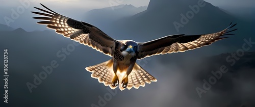 A breathtaking wildlife photograph showcasing the grace of a swift falcon hunting mid flight