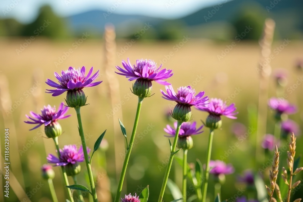 Open purple prairie clover flowers on a sunny field, colorado, wildflower blooms, purple flowers Open purple prairie clover flowers on a sunny field, colorado, wildflower blooms, purple flowers