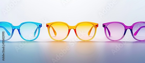 A row of colorful glasses s...