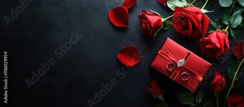 Red roses a ring and a gift...