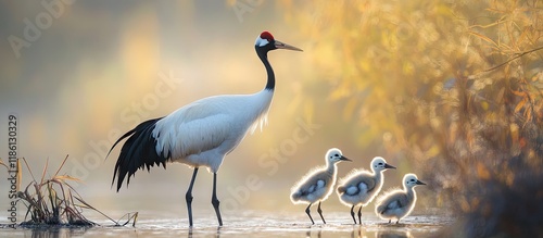 Red crowned Crane Family Ho...