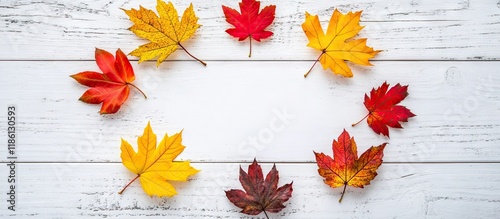 Circle of vibrant autumn le...
