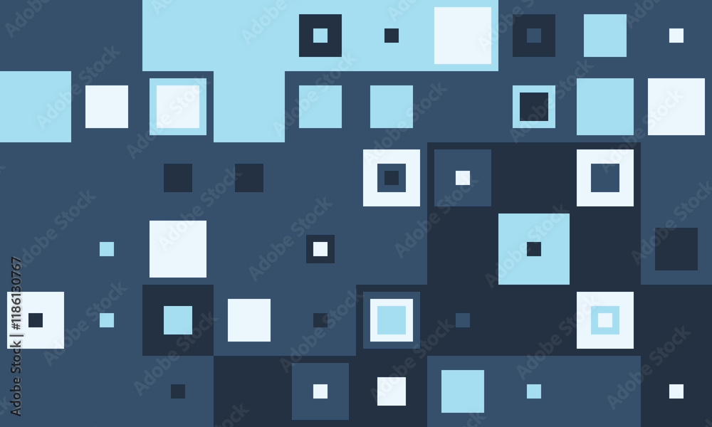 Stylish abstract background featuring a geometric pattern of squares in varying shades of blue and white against a dark blue backdrop. Stylish abstract background featuring a geometric pattern of squares in varying shades of blue and white against a dark blue backdrop.
