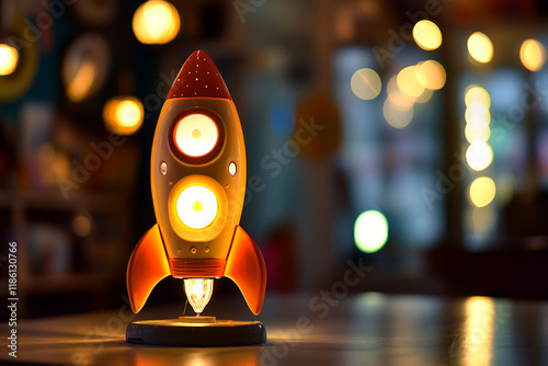 Rocket light bulp, business concept. new project photo