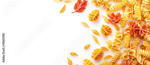 Tasty mixed pasta on a whit...