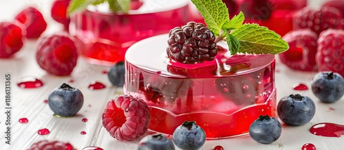 cake and sweet gelatin on a...