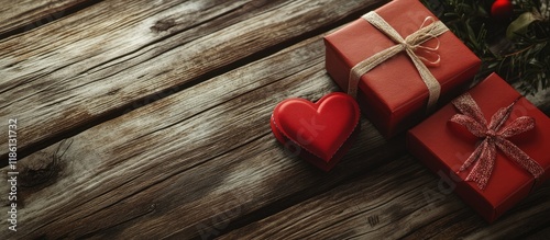 Heart gift box and paper on...