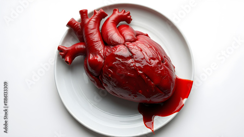 Halloween themed - Heart on plate. Generative AI