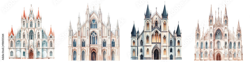 Majestic Gothic style Cathedral with Ornate Spires and Towers Against a Dramatic Sky A Stunning Architectural Masterpiece of the Middle Ages Majestic Gothic style Cathedral with Ornate Spires and Towers Against a Dramatic Sky A Stunning Architectural Masterpiece of the Middle Ages