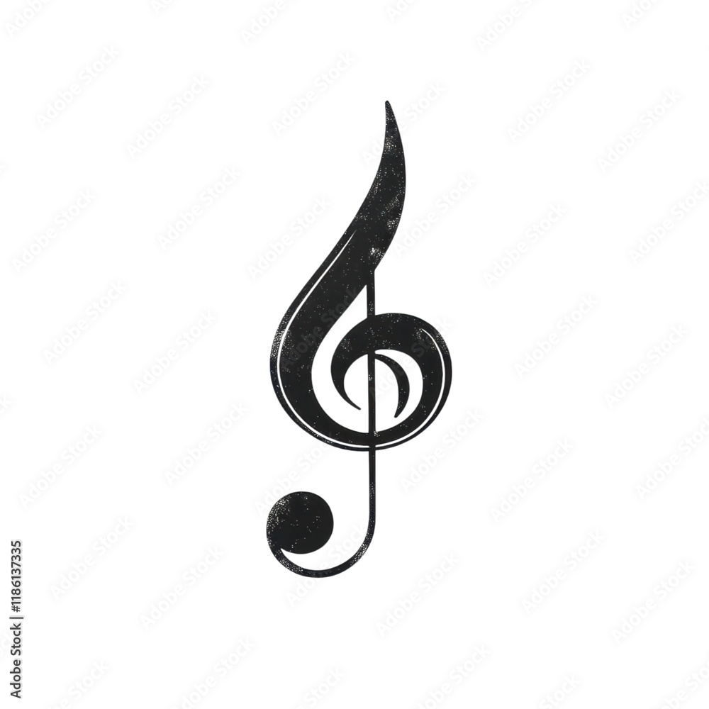 Fototapeta premium Minimalist black music note icon on white background, simple design, versatile for various creative projects and branding applications