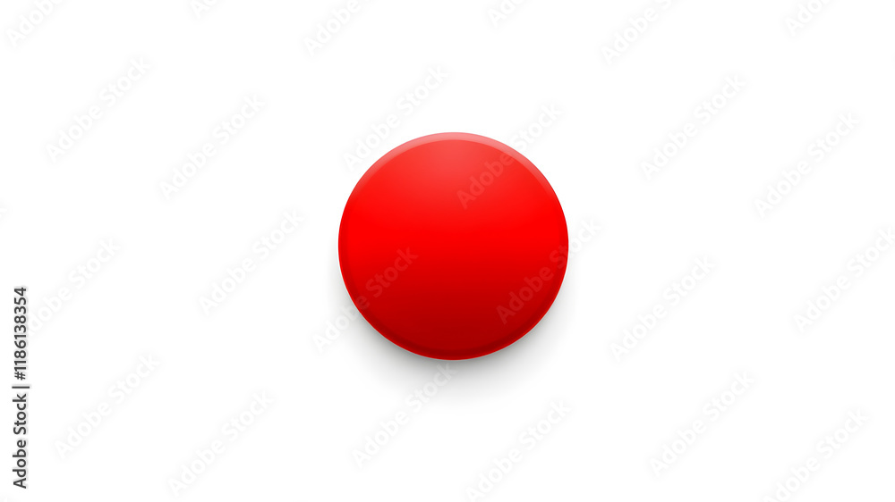 Red push button icon illustration on white background. Generative AI